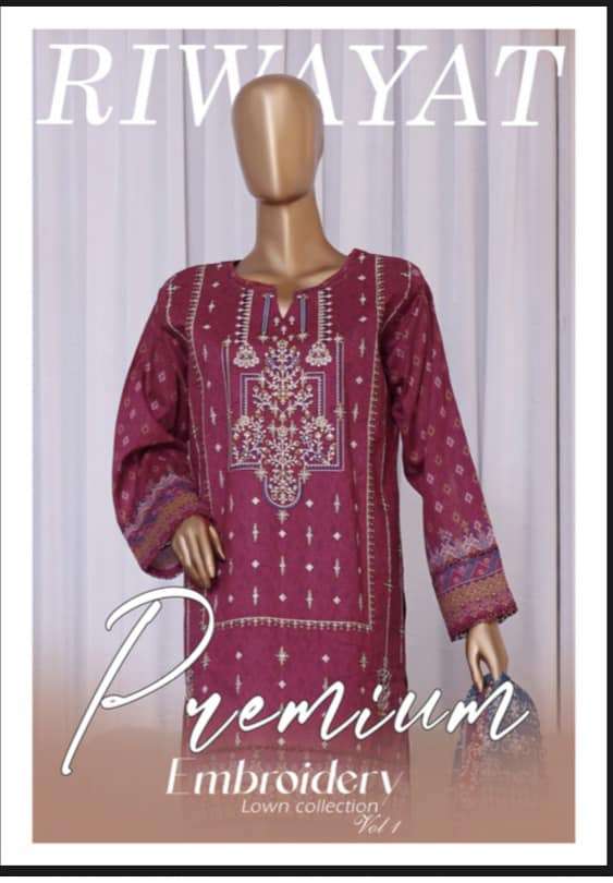 Riwayat premium embroidery with cutwork lawn dupatta 2023 vol 1
